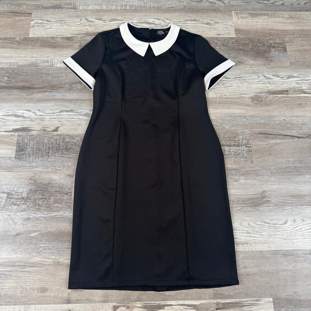 NWT Dolly & Dotty Black Peter Pan Collar Dress Wednesday Goth Mod Halloween 16